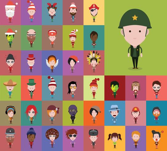Collection d&#39;avatars de divers personnages masculins et féminins vecteur