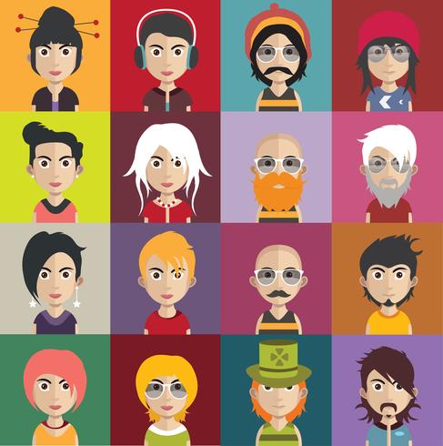 Ensemble d&#39;avatars colorés de personnages vecteur