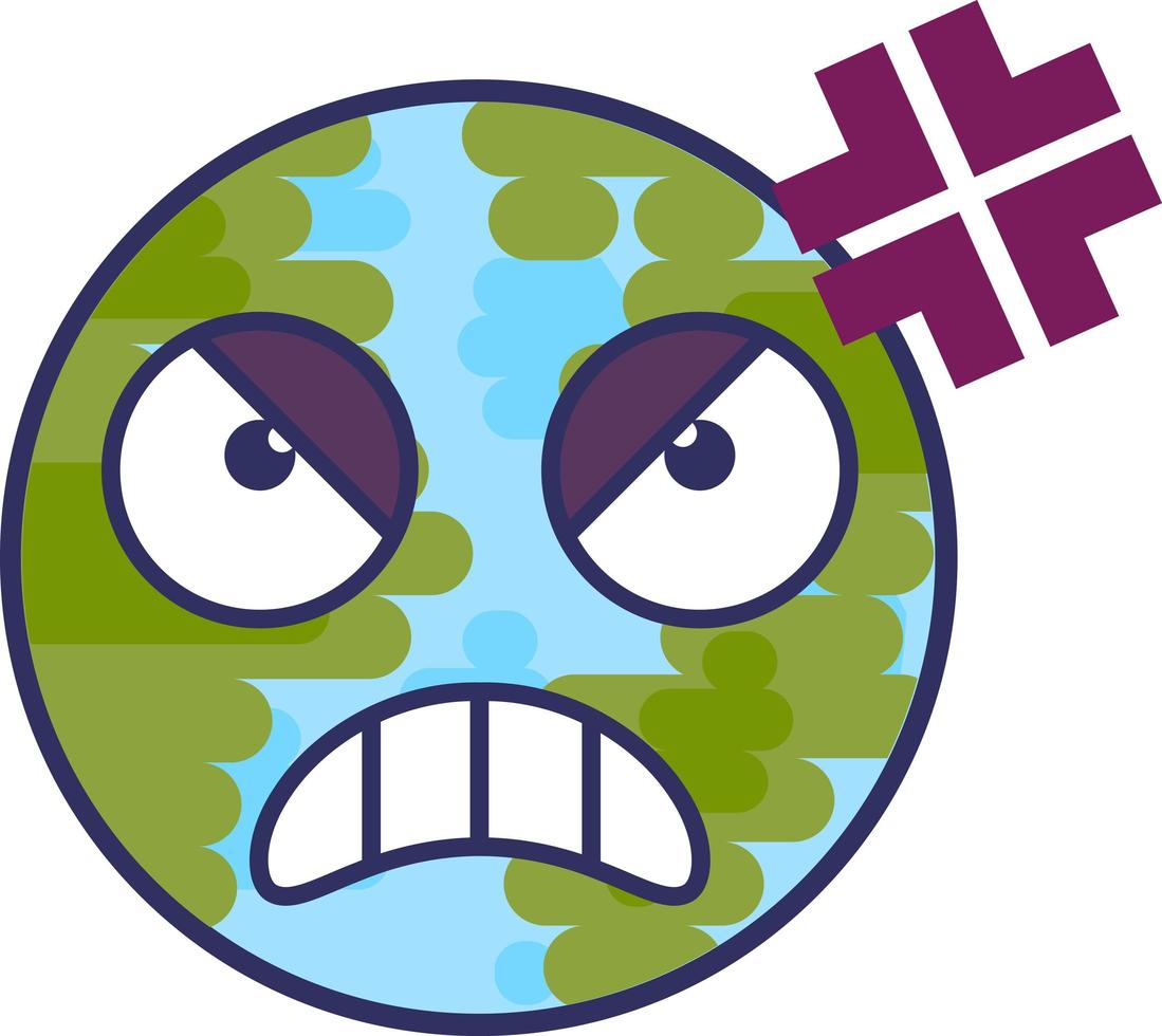 planète réaction en colère expression vecteur emoji
