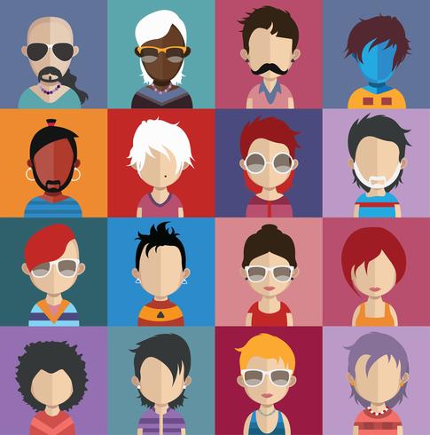 Ensemble d&#39;avatars colorés de personnages vecteur