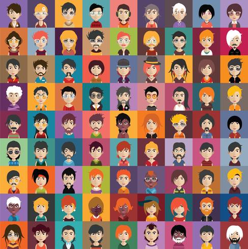 Ensemble d&#39;avatars colorés de personnages vecteur