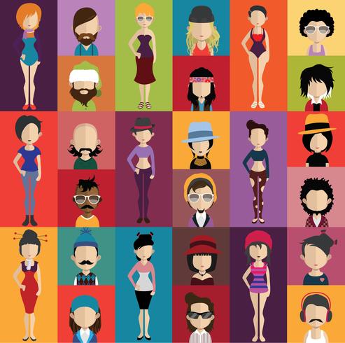 Ensemble d&#39;avatars colorés de personnages vecteur