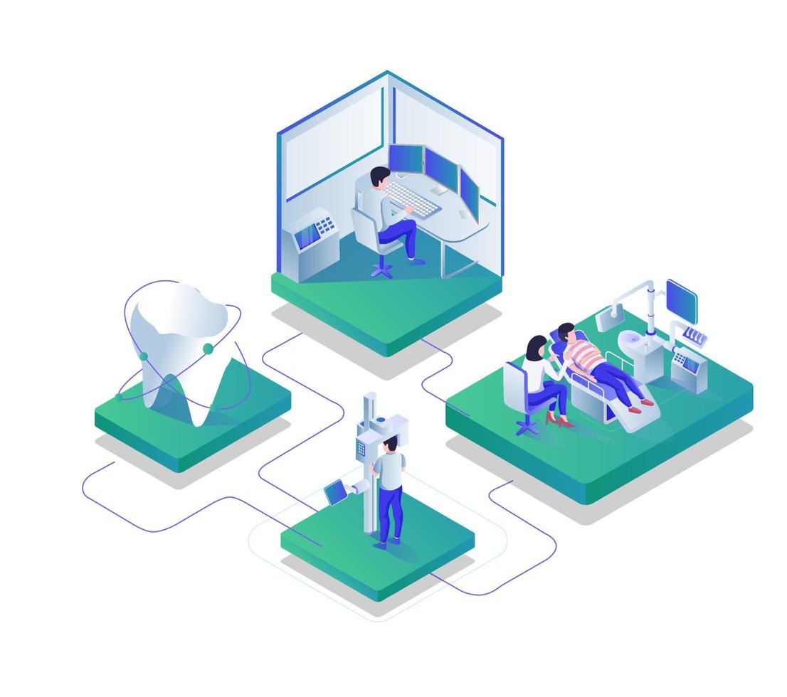 processus d'examen dentaire vecteur