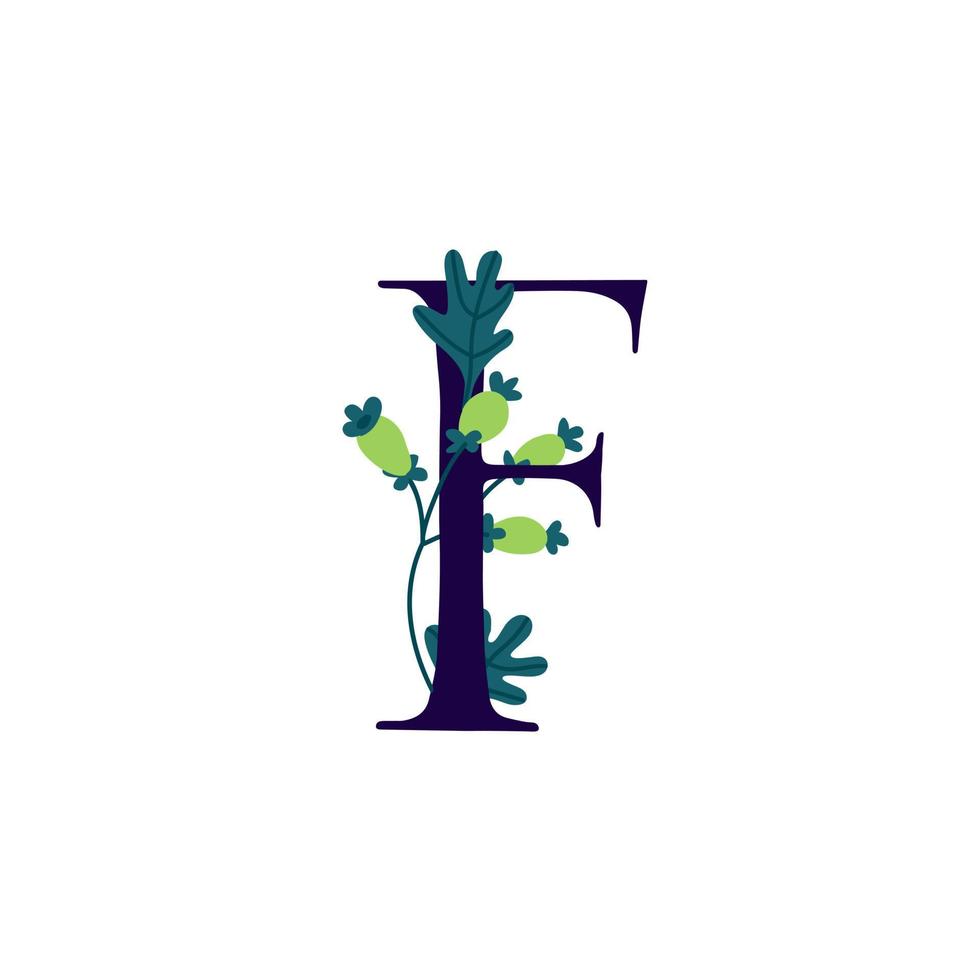 lettre latine dans les fleurs et les plantes. vecteur. lettre dans les éléments décoratifs pour les inscriptions. logo d'entreprise. affiche ou monogramme. vecteur