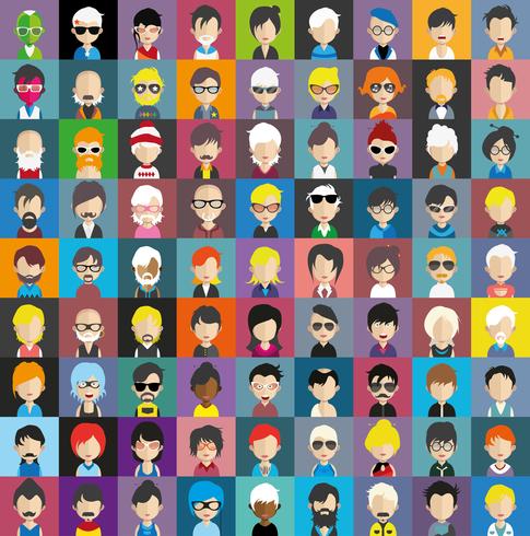 Ensemble d&#39;avatars colorés de personnages vecteur