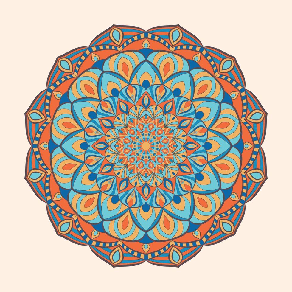 art de mandala de couleur vintage avec ornement abstrait vecteur