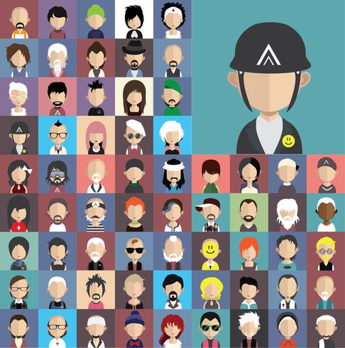 Collection d&#39;avatars de divers personnages masculins et féminins vecteur