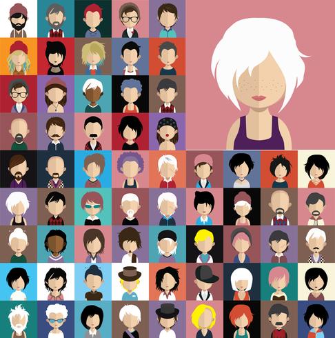 Collection d&#39;avatars de divers personnages masculins et féminins vecteur