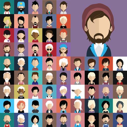 Collection d&#39;avatars de divers personnages masculins et féminins vecteur