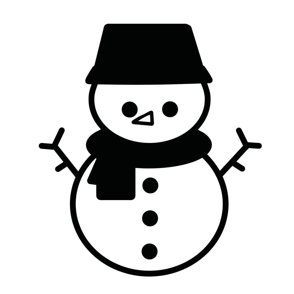 illustration vectorielle de bonhomme de neige noir et blanc vecteur