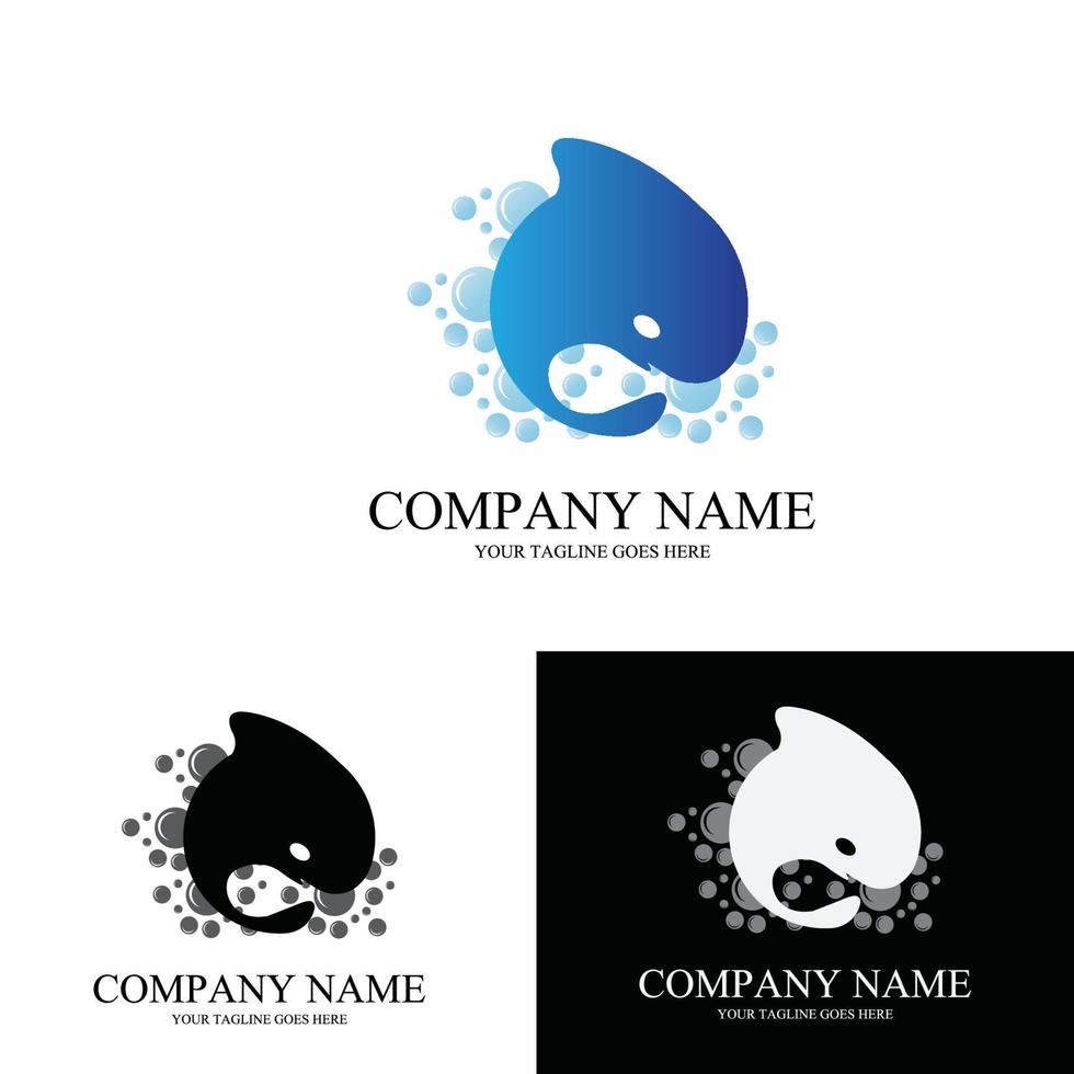 symbole de vecteur de logo de dauphin d'animal d'eau dans l'océan