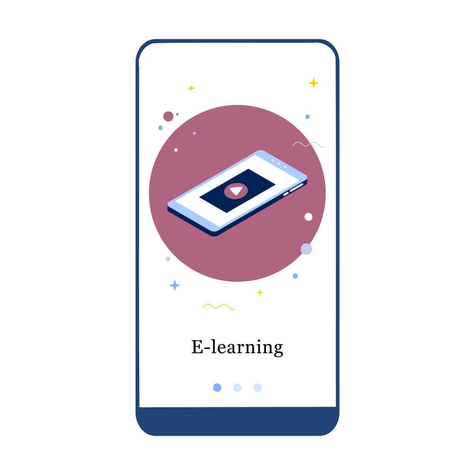 éducation en ligne, apprentissage en ligne, écran d'intégration de l'application mobile de l'école en ligne. modèle de bannière de vecteur de menu pour l'interface ux, développement mobile d'écran ui gui. conception de site Web 3d illustration plat isométrique.