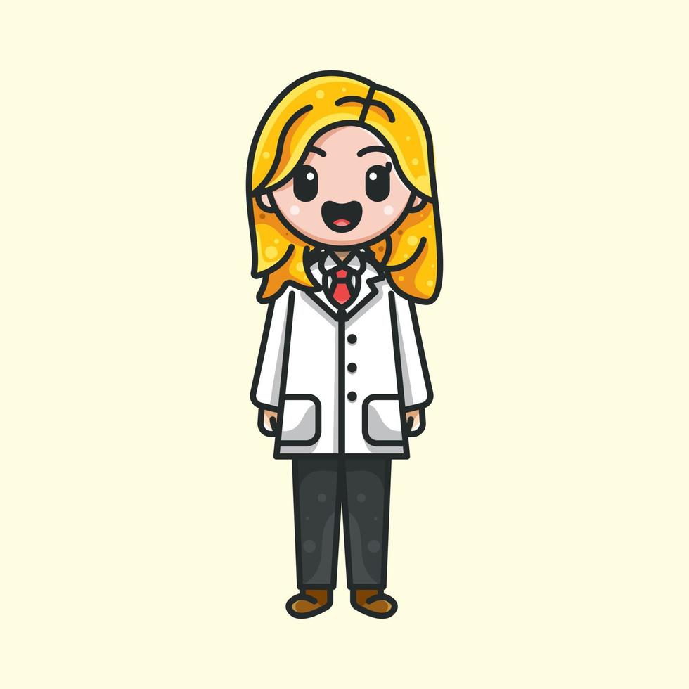 infirmière mignonne pour personnage, icône, logo, autocollant et illustration vecteur