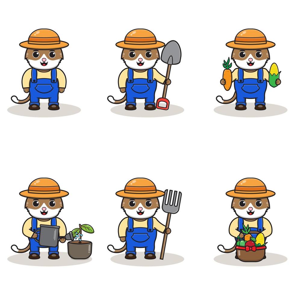 illustration vectorielle de dessin animé de fermier de chat. vecteur