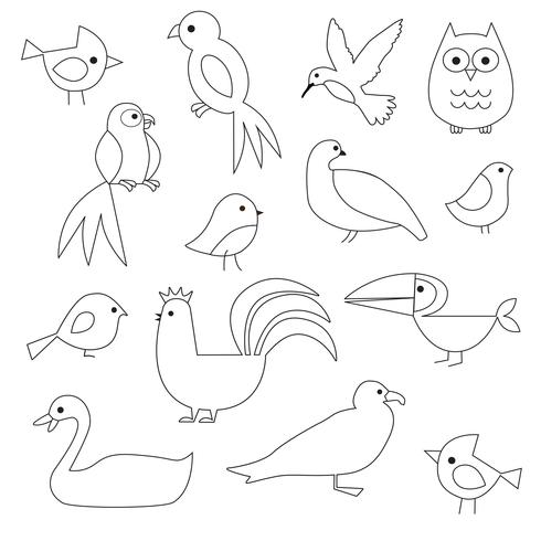 Birds Digital Stamps Clipart vecteur