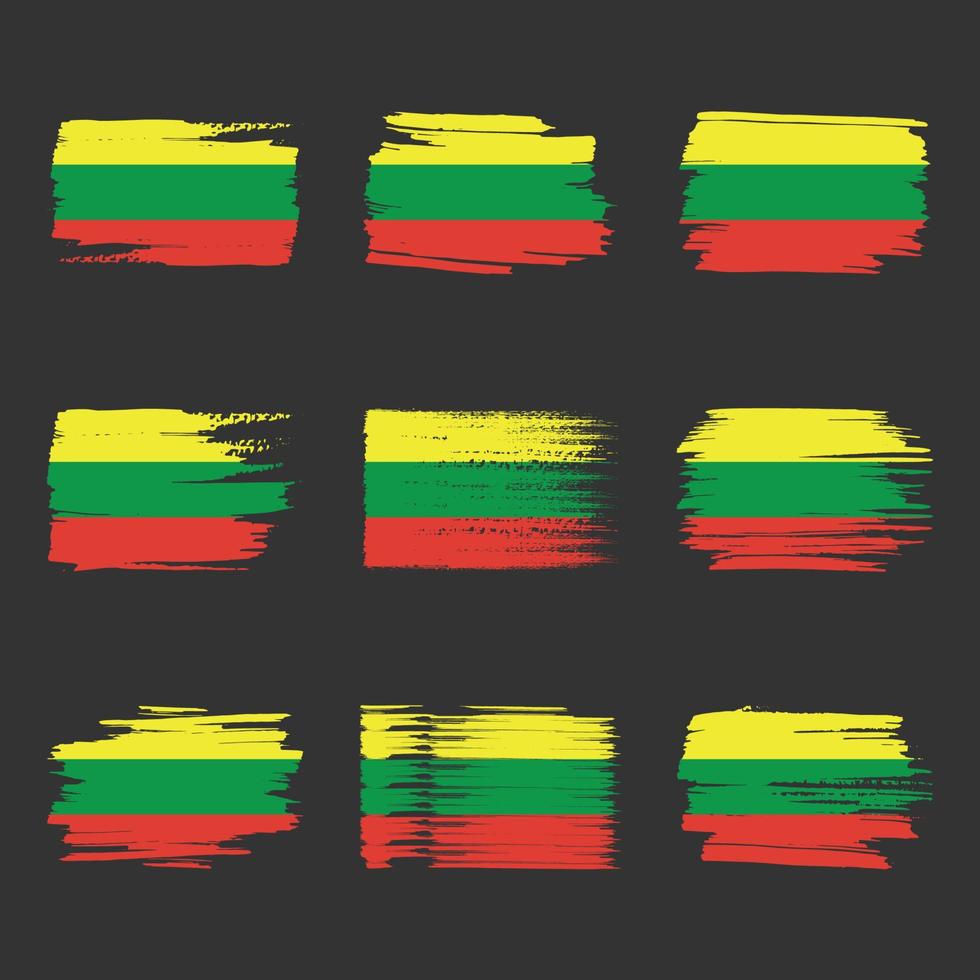 drapeau de la lituanie coups de pinceau peints vecteur