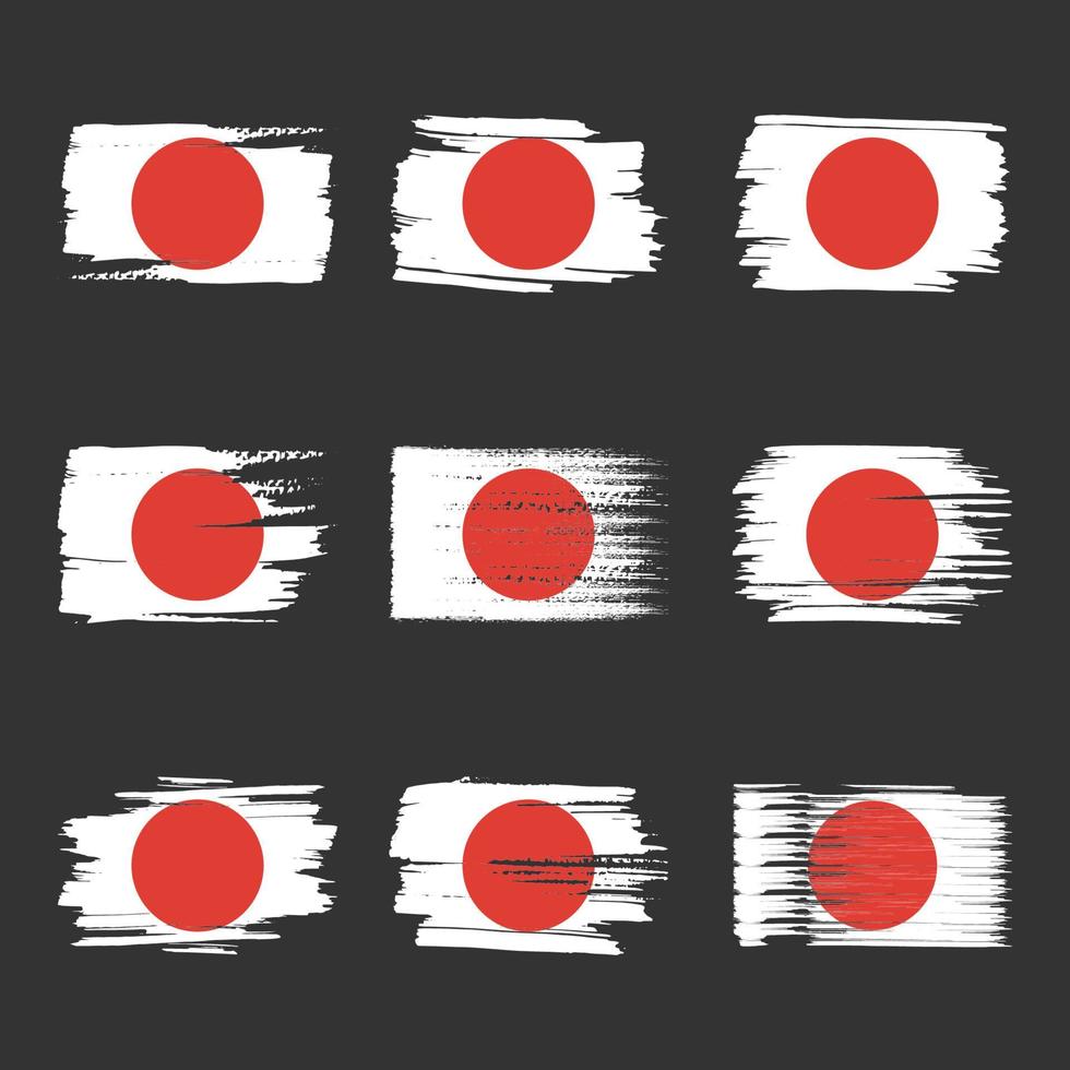 drapeau du japon coups de pinceau peints vecteur