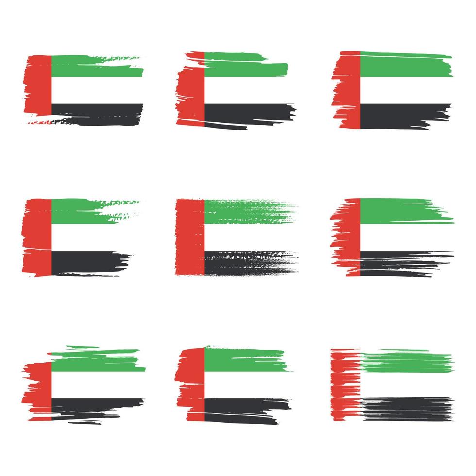 drapeau des émirats arabes unis coups de pinceau peints vecteur