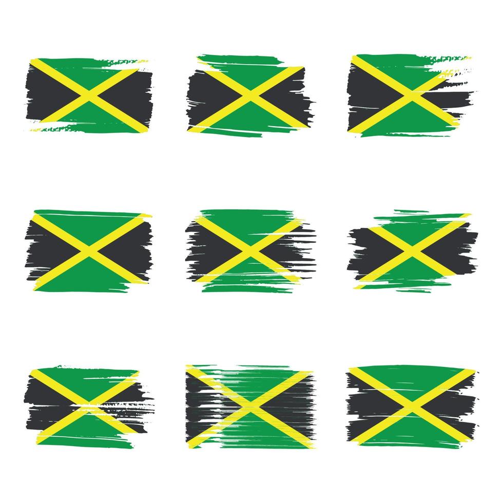 drapeau jamaïque coups de pinceau peints vecteur