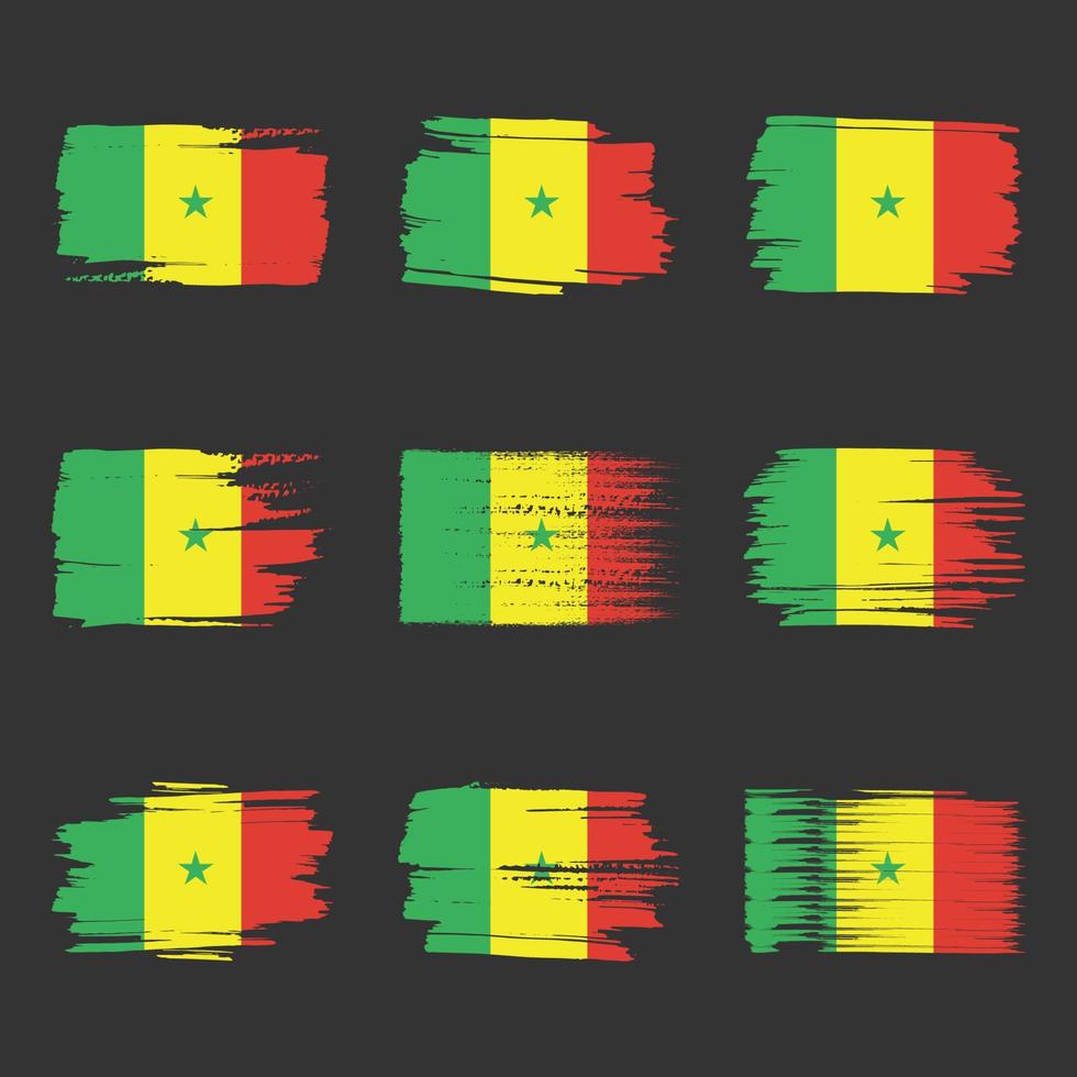 drapeau sénégal coups de pinceau peints vecteur