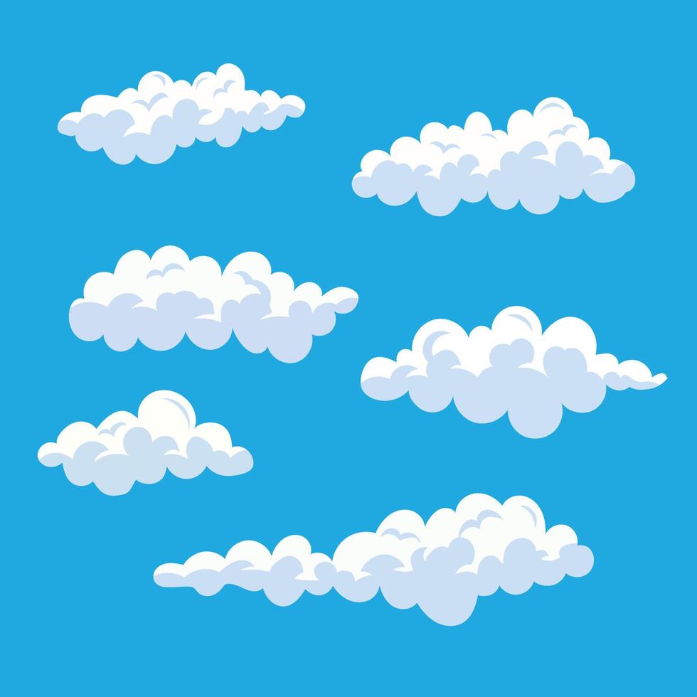 dessin animé, nuages, ensemble, vecteur, nuage, isolé, bleu, ciel vecteur