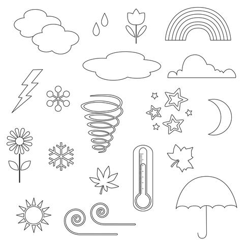 Weather Icons Digital Stamps Clipart vecteur
