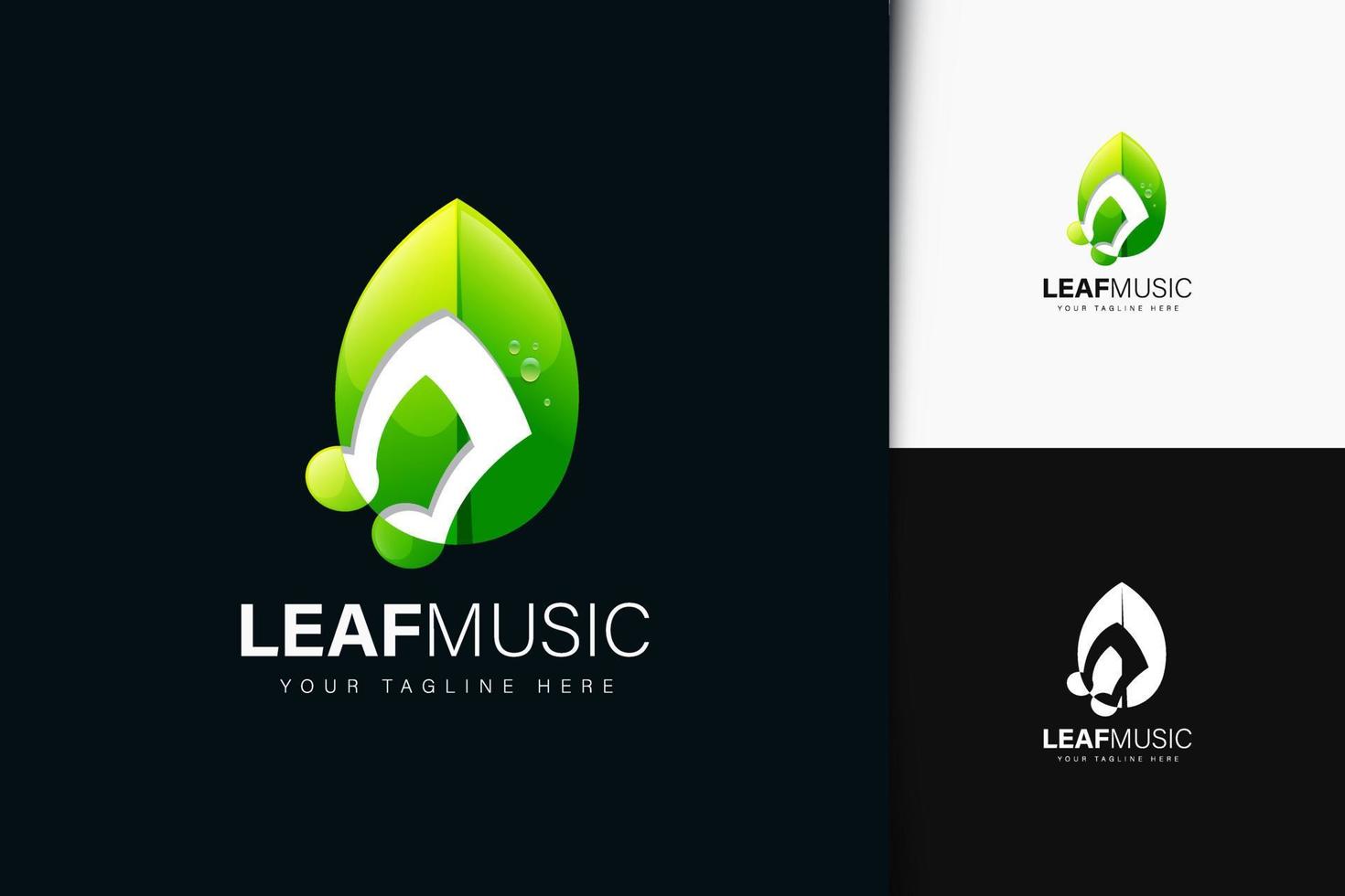 création de logo de musique de feuille avec dégradé vecteur