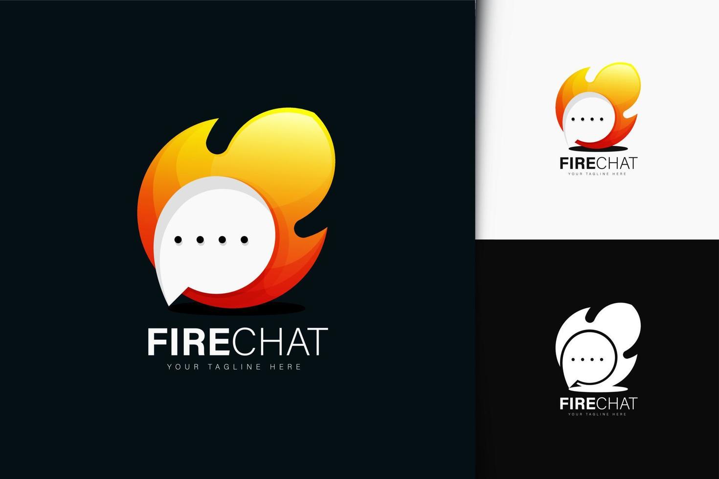 création de logo de chat de feu avec dégradé vecteur