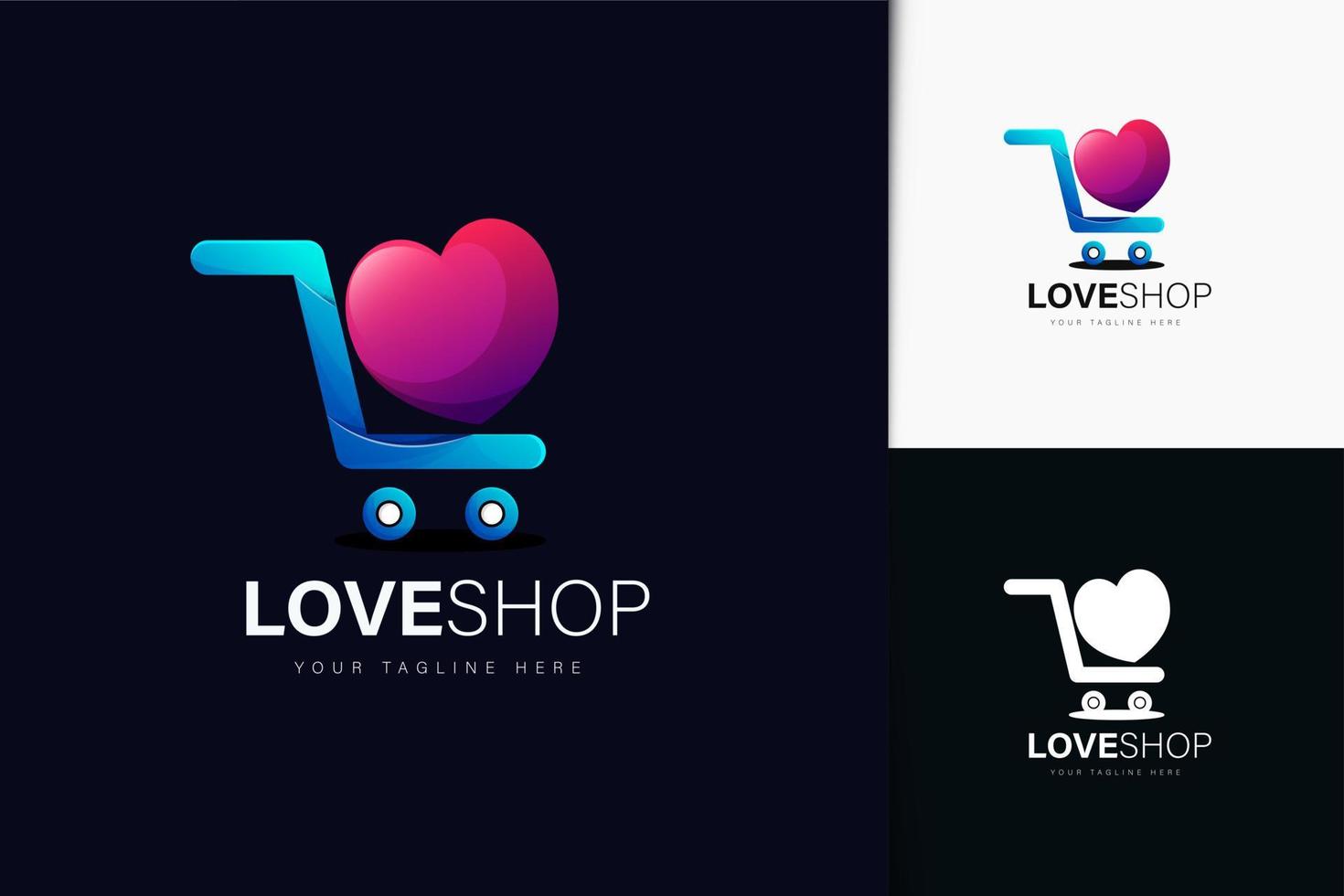 création de logo de magasin d'amour avec dégradé vecteur