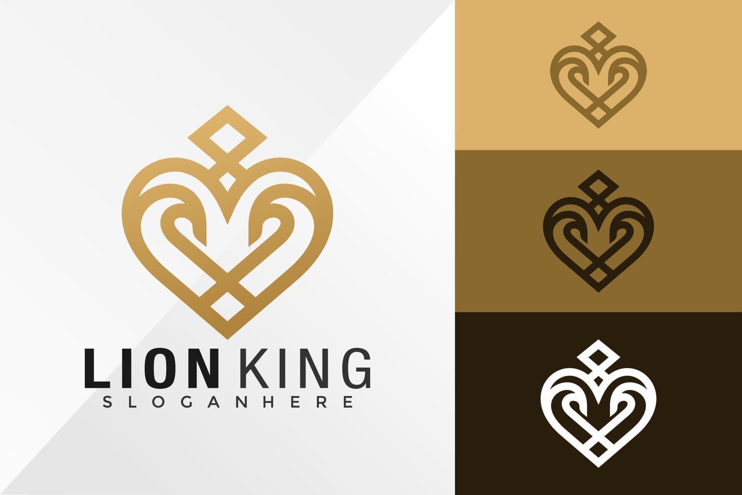 modèle de vecteur de conception de logo de roi lion d'amour