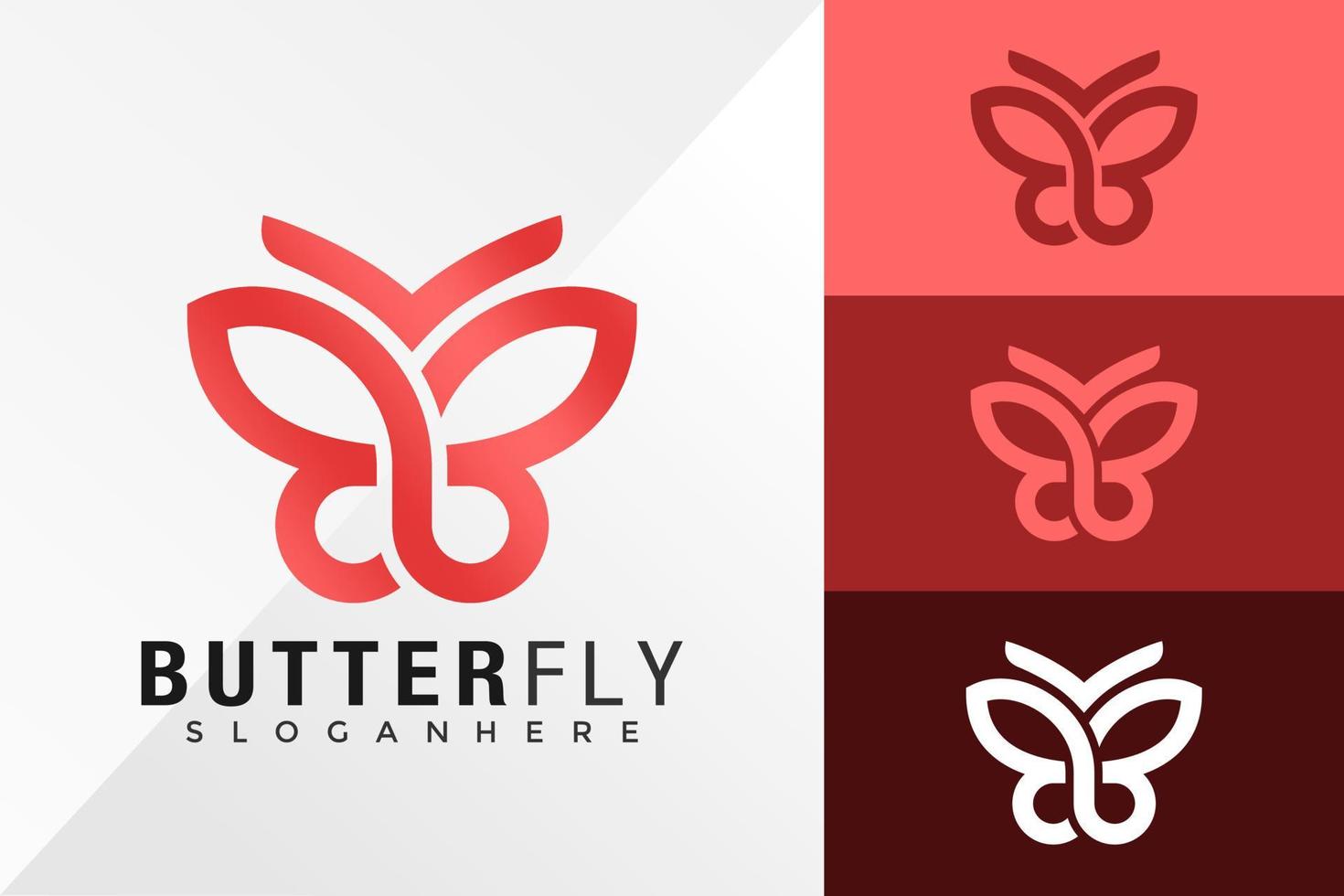 butterftl lettre b logo design modèle d'illustration vectorielle vecteur