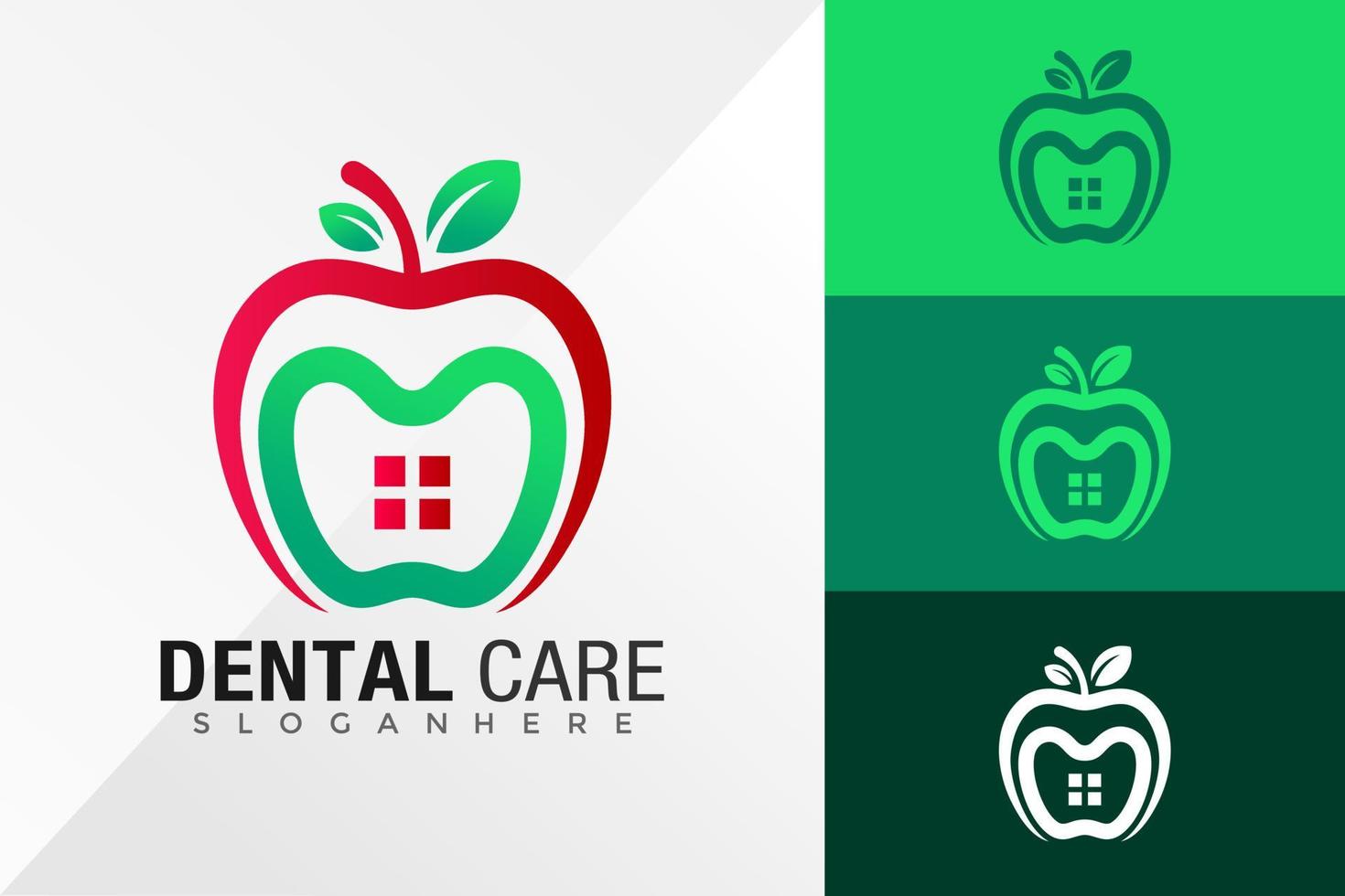 Apple House soins dentaires logo design modèle d'illustration vectorielle vecteur
