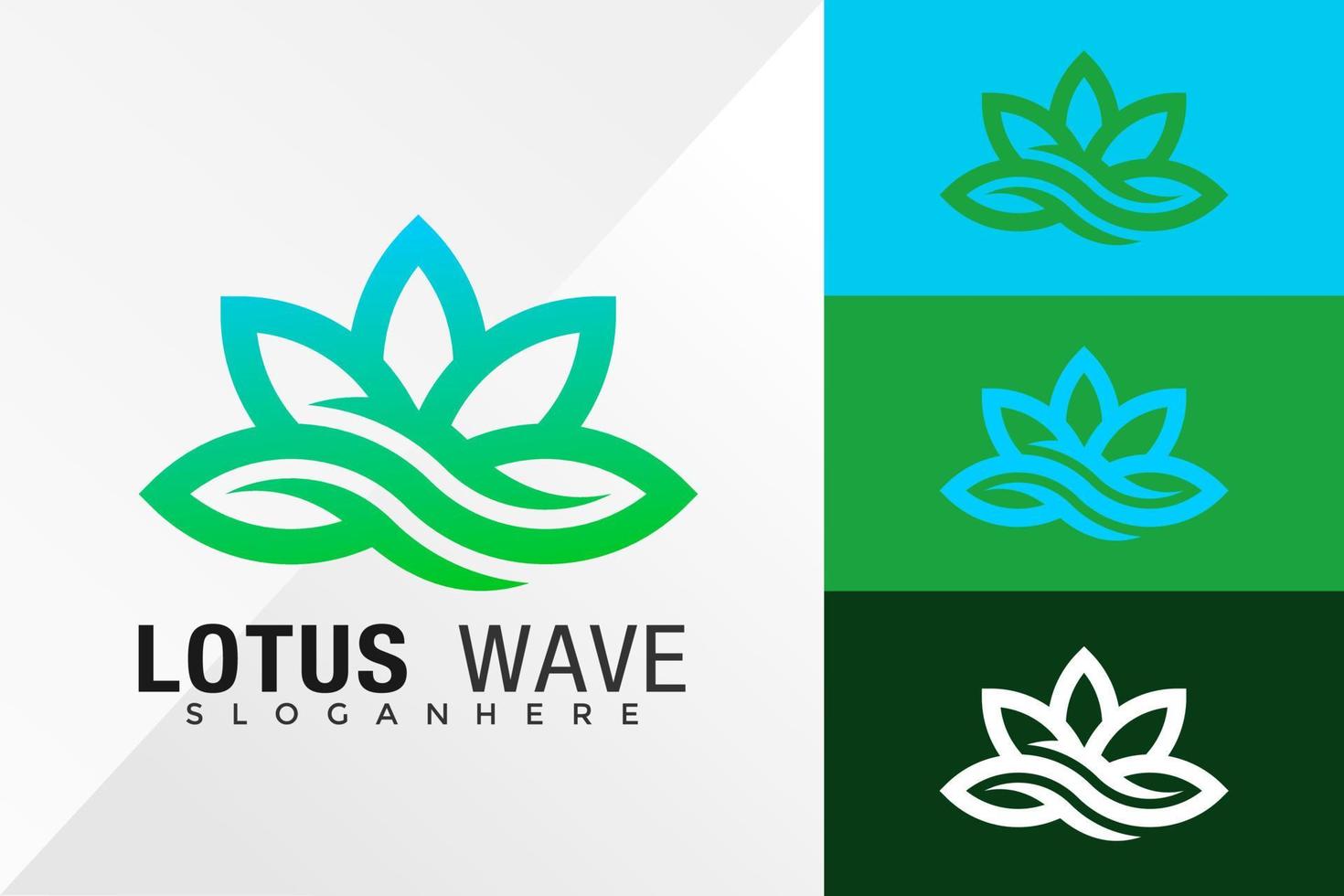 Fleur de lotus vague logo design modèle d'illustration vectorielle vecteur