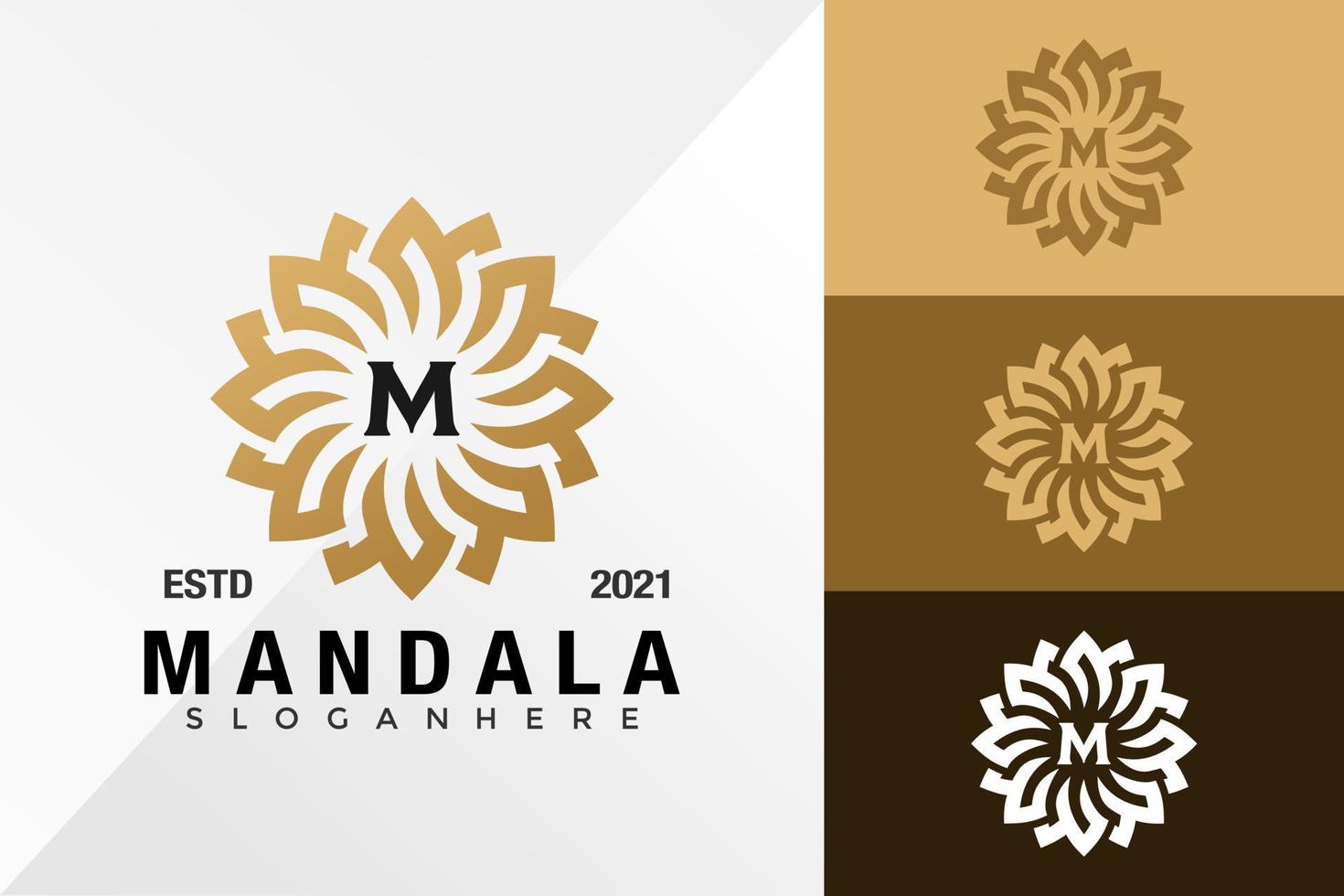 lettre m mandala ornement logo design vecteur modèle