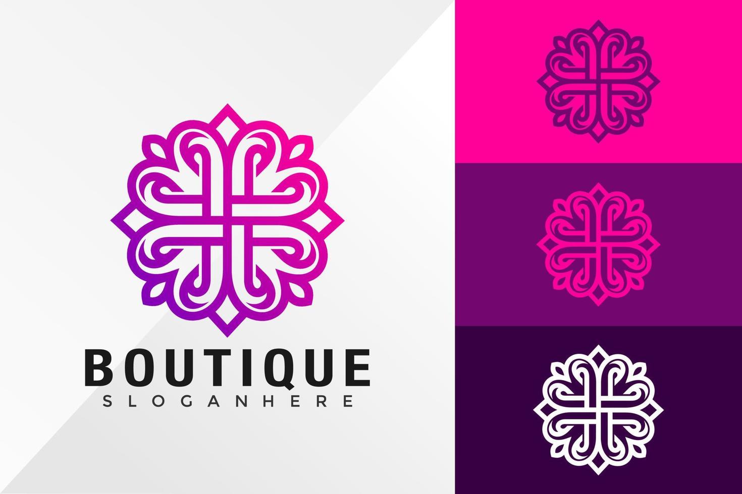 modèle de vecteur de conception de logo de fleur boutique