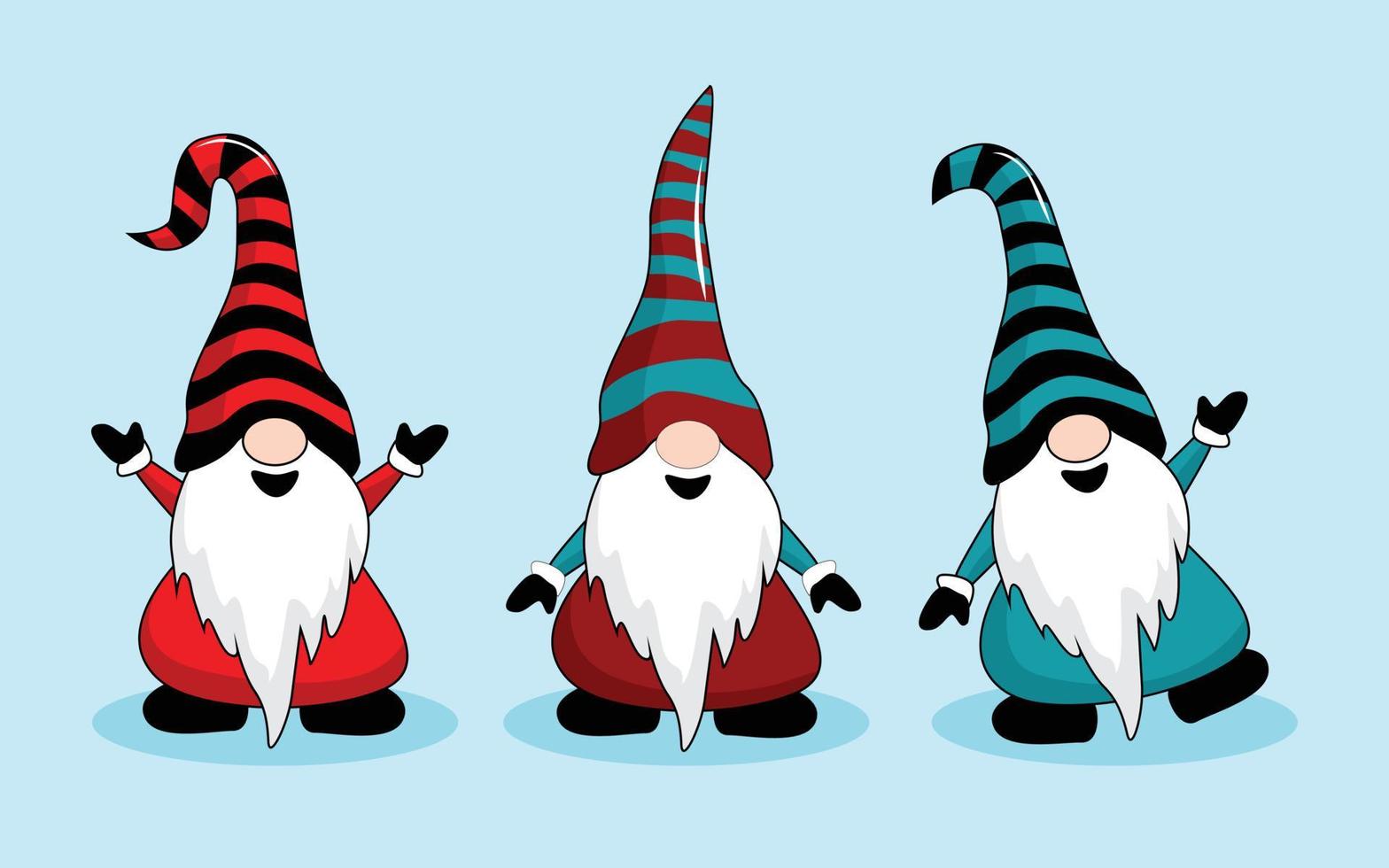 illustrations mignonnes de dessin animé de noël gnome vecteur