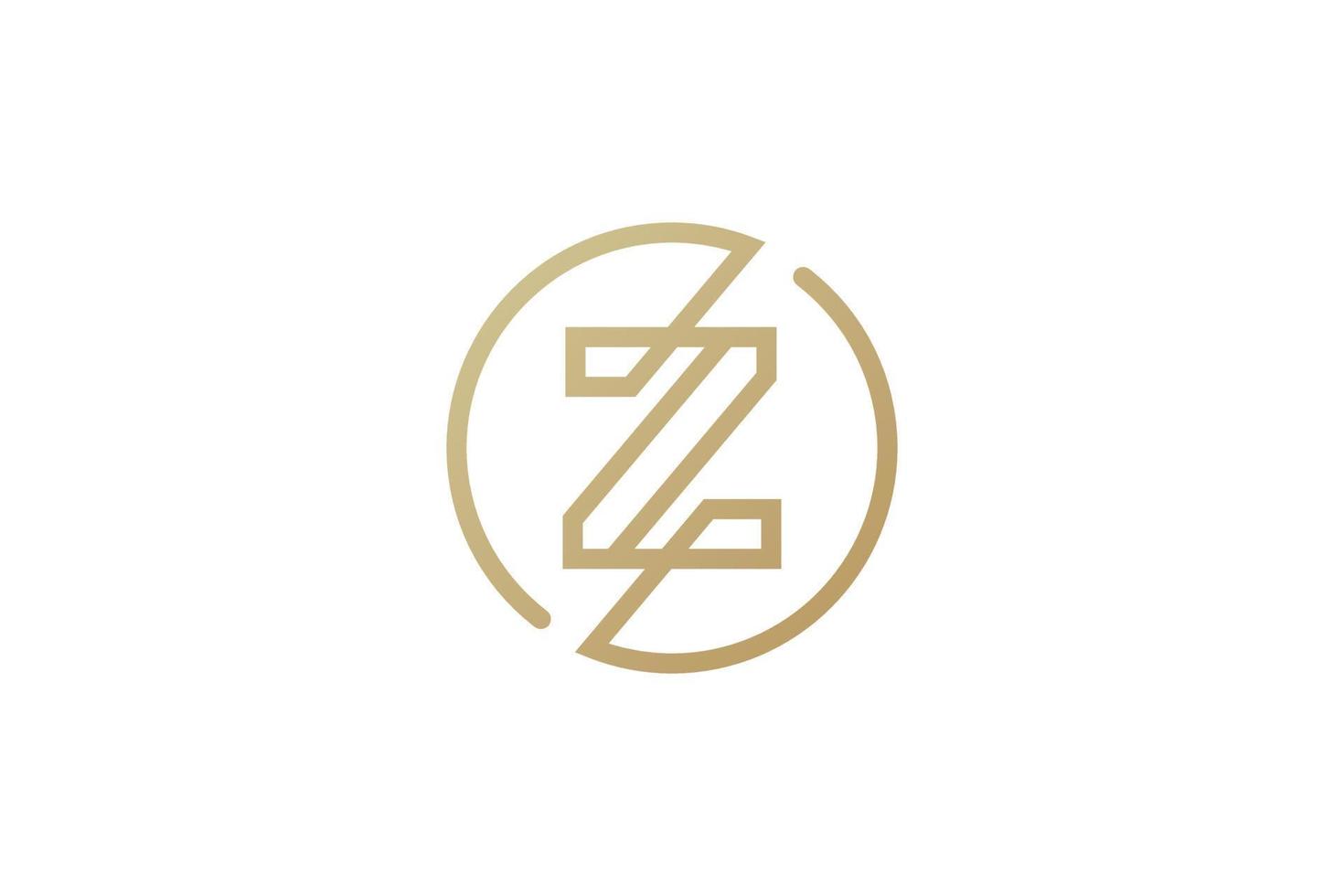 création de logo z. logo de la lettre z. dessin au trait épuré et moderne ou style à une seule ligne. logo z utilisant la couleur or. illustration vectorielle vecteur