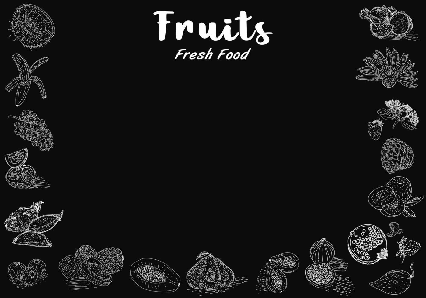 collection de fruits dans un style plat dessiné à la main, ensemble d'illustrations. vecteur