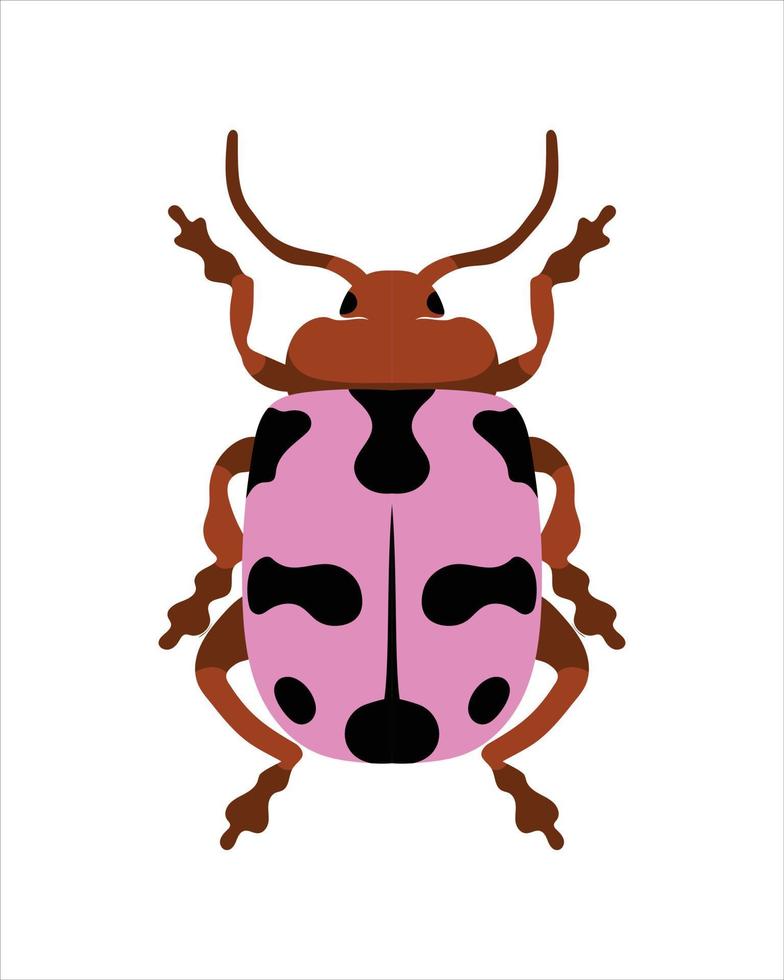caribouse rose. illustration vectorielle plane de bugs. insectes et concept de jardin animés dans un thème coloré. illustration de dessin animé de la nature isolée sur fond blanc. vecteur