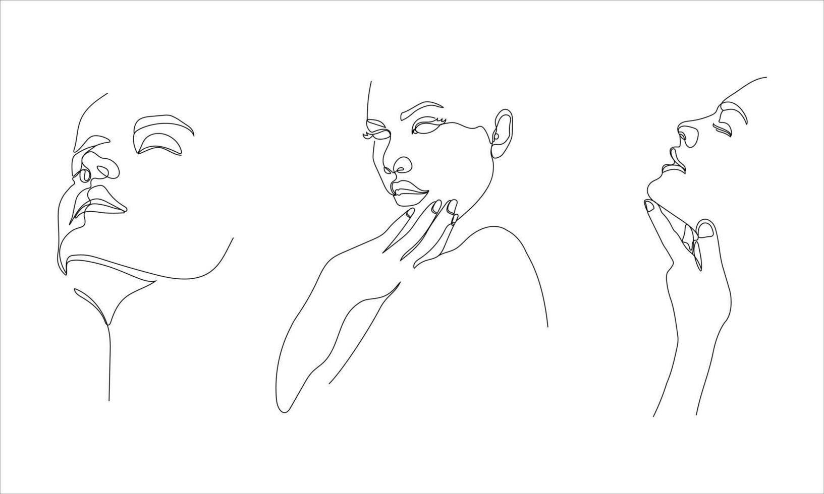 illustration de visages de femme expressifs et élégants dans un style d'art en une seule ligne. dessin continu en vecteur mieux utilisé pour le paquet d'icônes de produits de soins de la peau et de beauté, les impressions d'art, les affiches, etc.