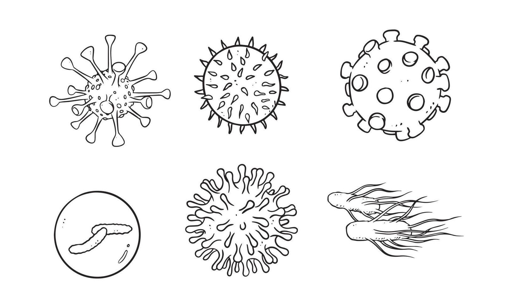 ensemble d'illustrations vectorielles de virus dessinés à la main vecteur