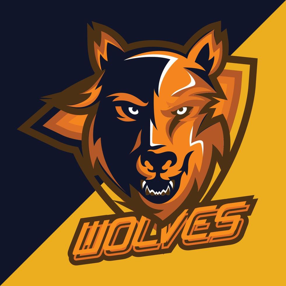 bête loups mascotte esport logo vecteur