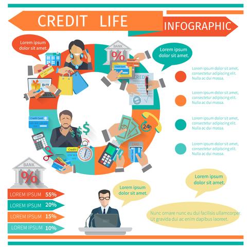 Infographie de la vie de crédit vecteur