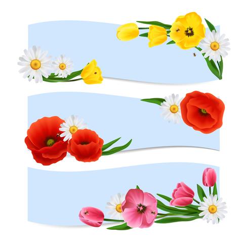 Bannières florales horizontales vecteur