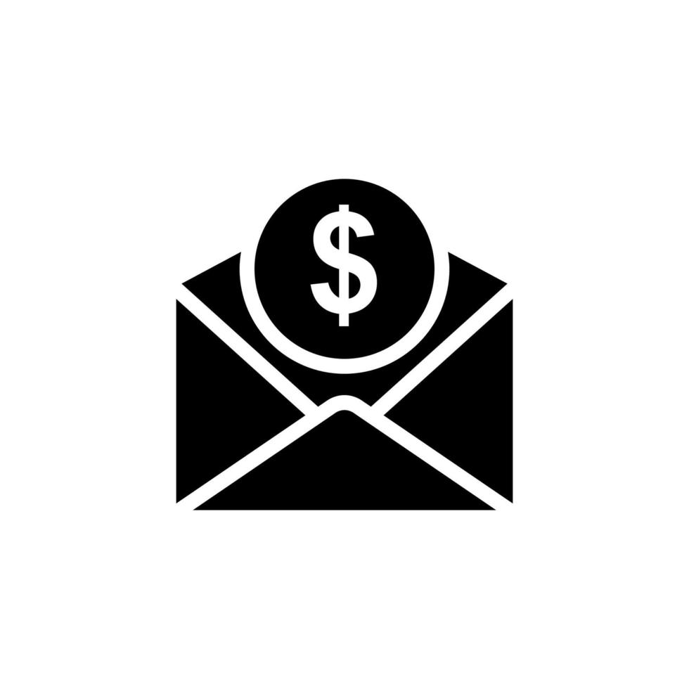 icône d'enveloppe ouverte avec dollar. symbole de charité, don, humanité. trait modifiable. vecteur de modèle de conception