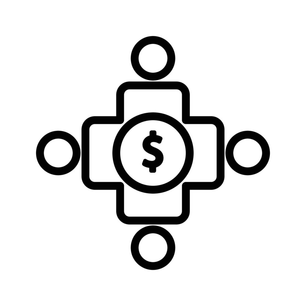 icône de ligne de personnes avec dollar. symbole de l'entreprise. illustration simple. trait modifiable. vecteur de modèle de conception