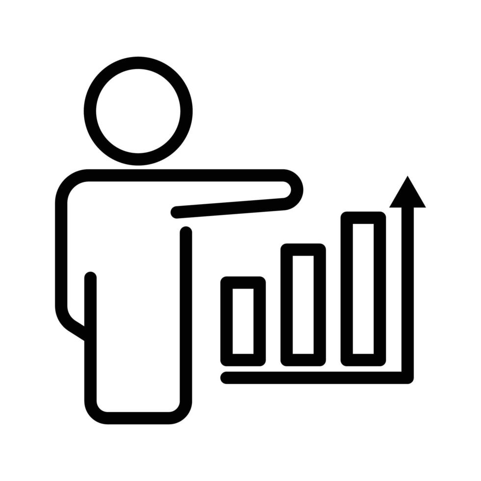 icône de ligne de personnes avec graphique. symbole de l'entreprise. illustration simple. trait modifiable. vecteur de modèle de conception