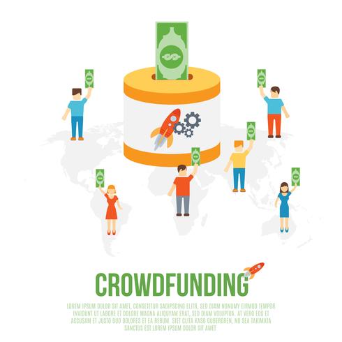 Concept d&#39;entreprise de crowdfunding vecteur