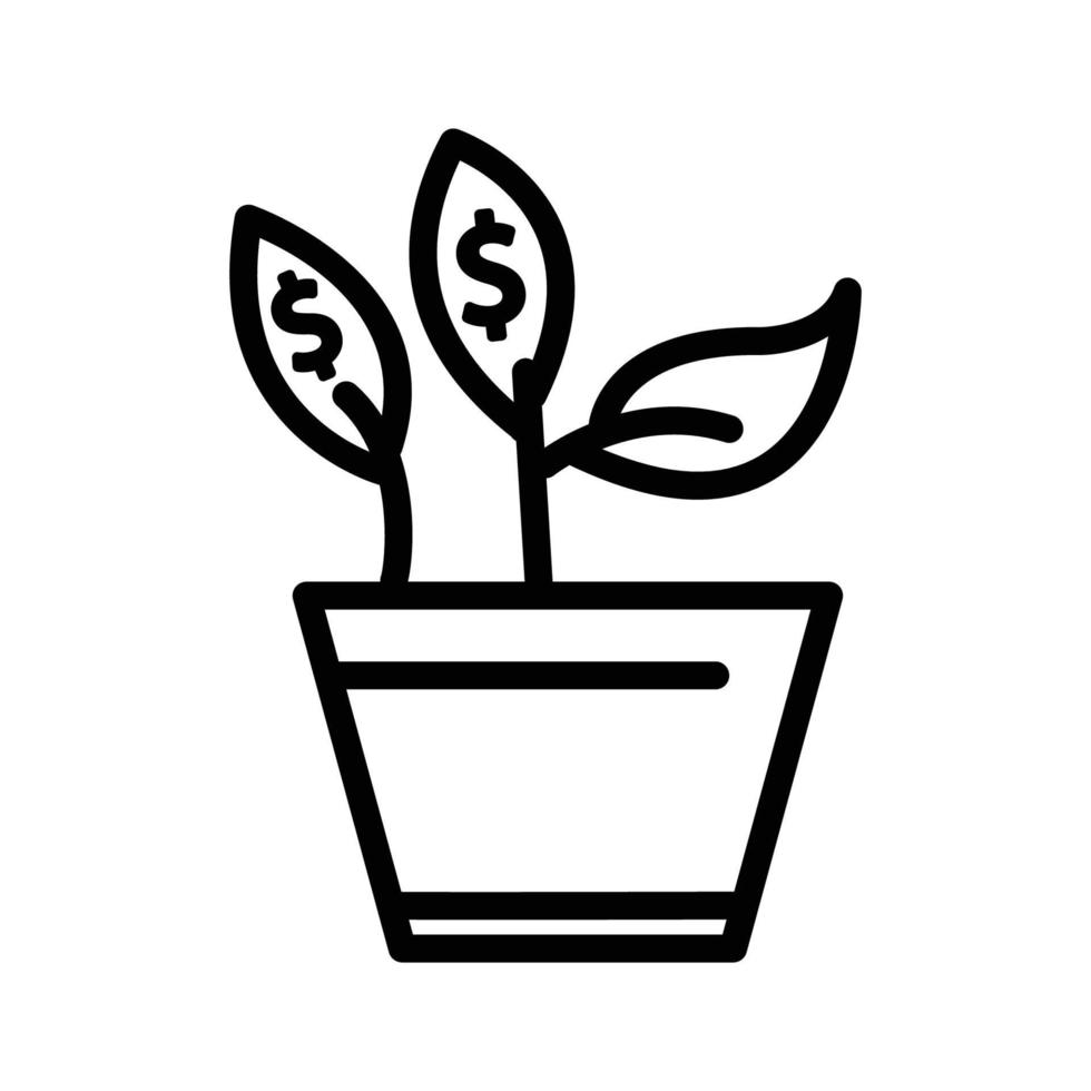 icône de ligne de plante avec dollar. l'intérêt. symbole de l'entreprise. illustration simple. trait modifiable. vecteur de modèle de conception