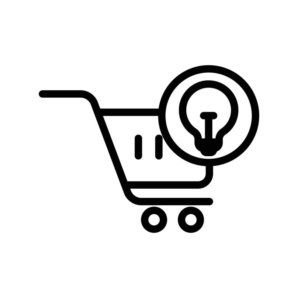 icône de ligne d'idée de marché. panier et lampe. symbole de l'entreprise. illustration simple. trait modifiable. vecteur de modèle de conception